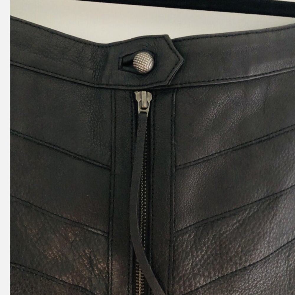 Aje. Ambrosio Black Leather Mini Ruffle, Flat Chevron Yoke Skirt Sz. AU 8 / US 4 - Picture 4 of 12